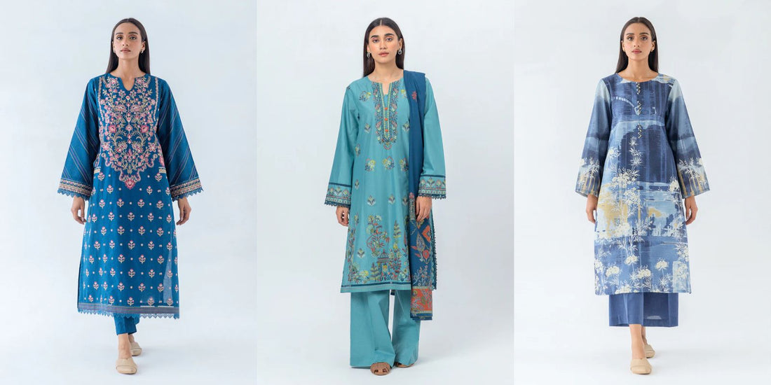 Unstitched khaddar and cambric dresses for women