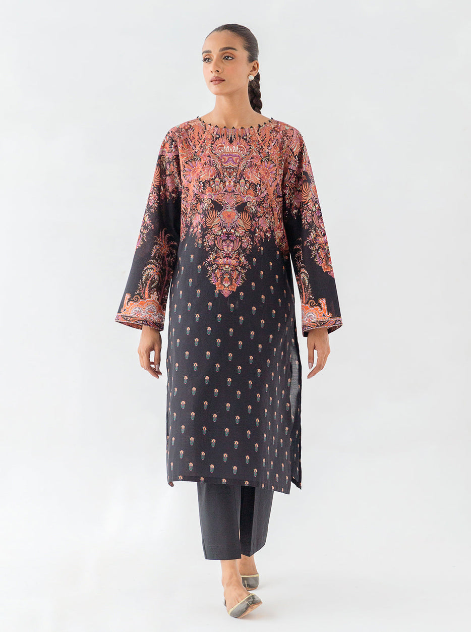 1 PIECE - PRINTED CAMBRIC SHIRT - BLACK BROCADE MORBAGH WN_23