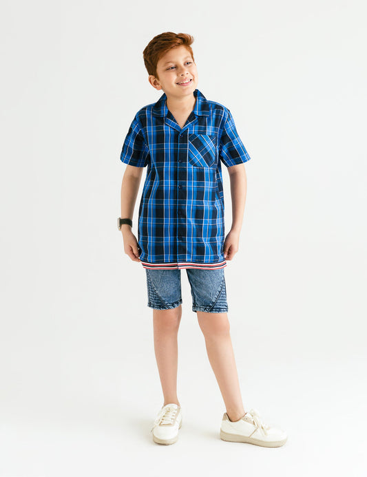 NOTCH COLLAR BUTTON FRONT SHIRT