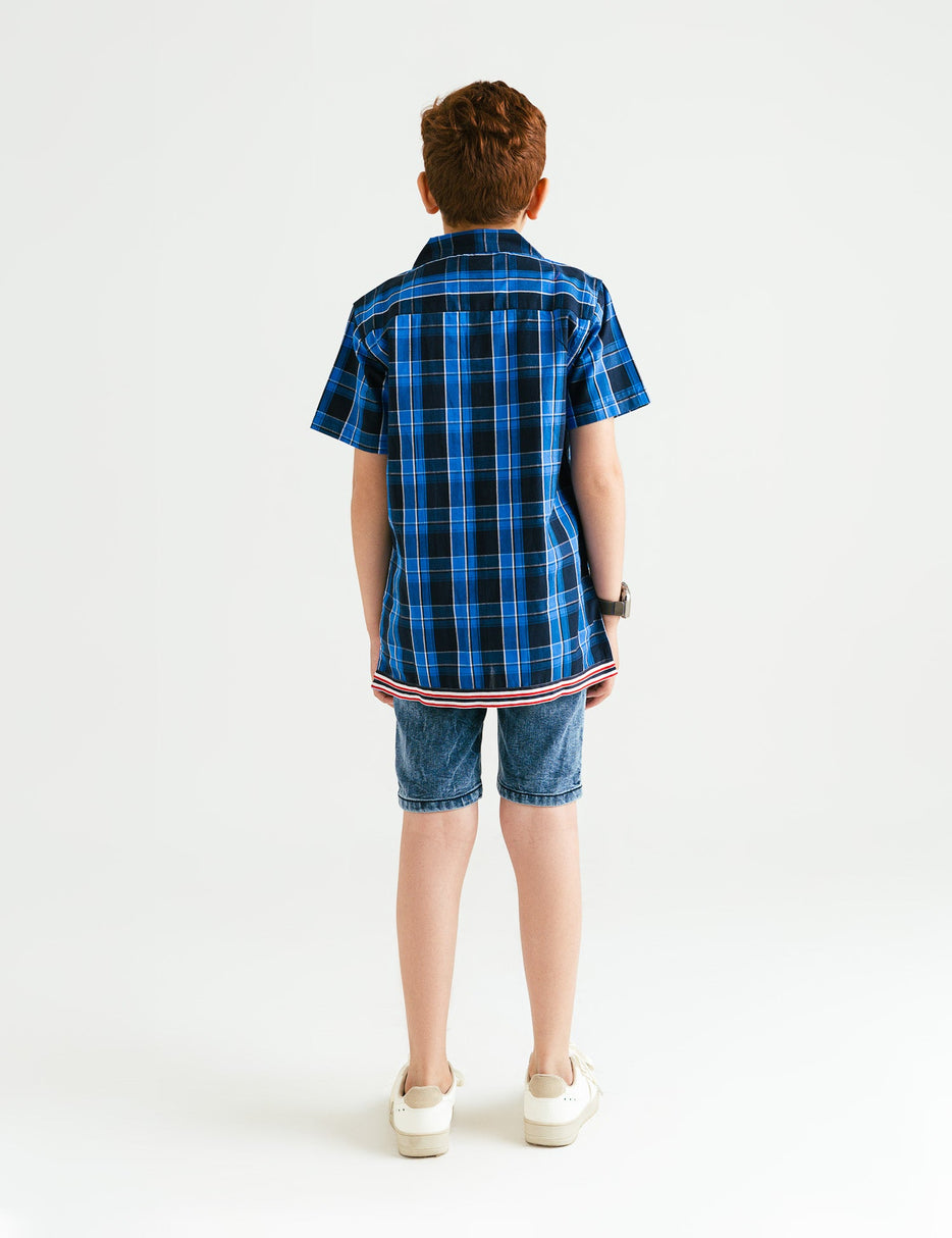 NOTCH COLLAR BUTTON FRONT SHIRT