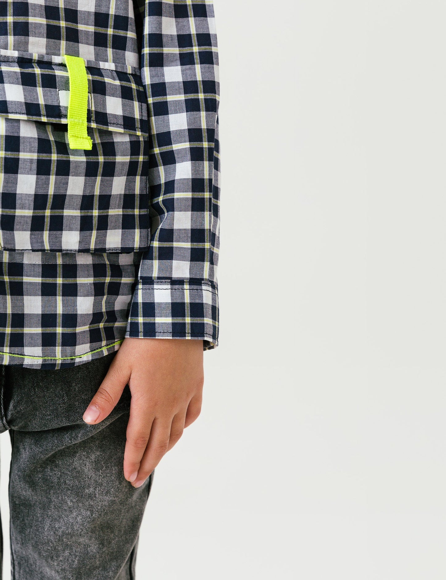 CONTRAST TAPE YARN DYED SHIRT
