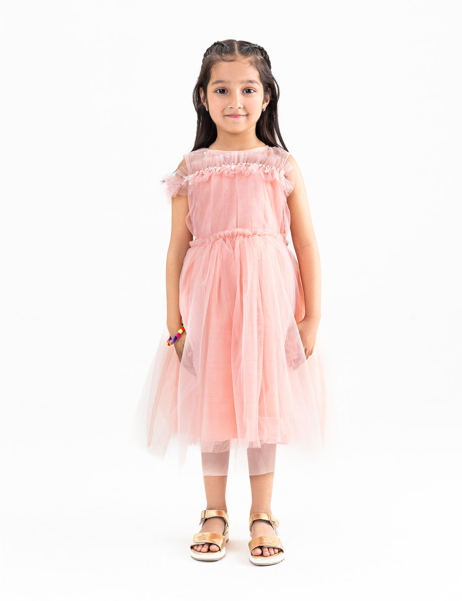 EMBELLISHED PEEKABOO DRESS