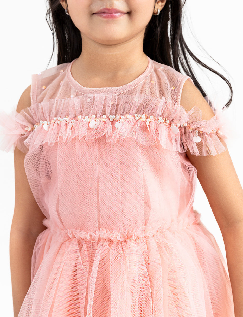 EMBELLISHED PEEKABOO DRESS