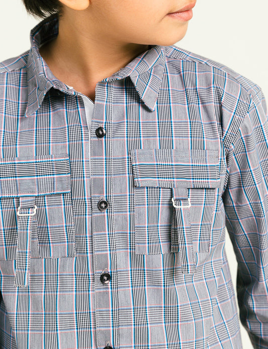 STYLISED BUTTON DOWN CHECK SHIRT