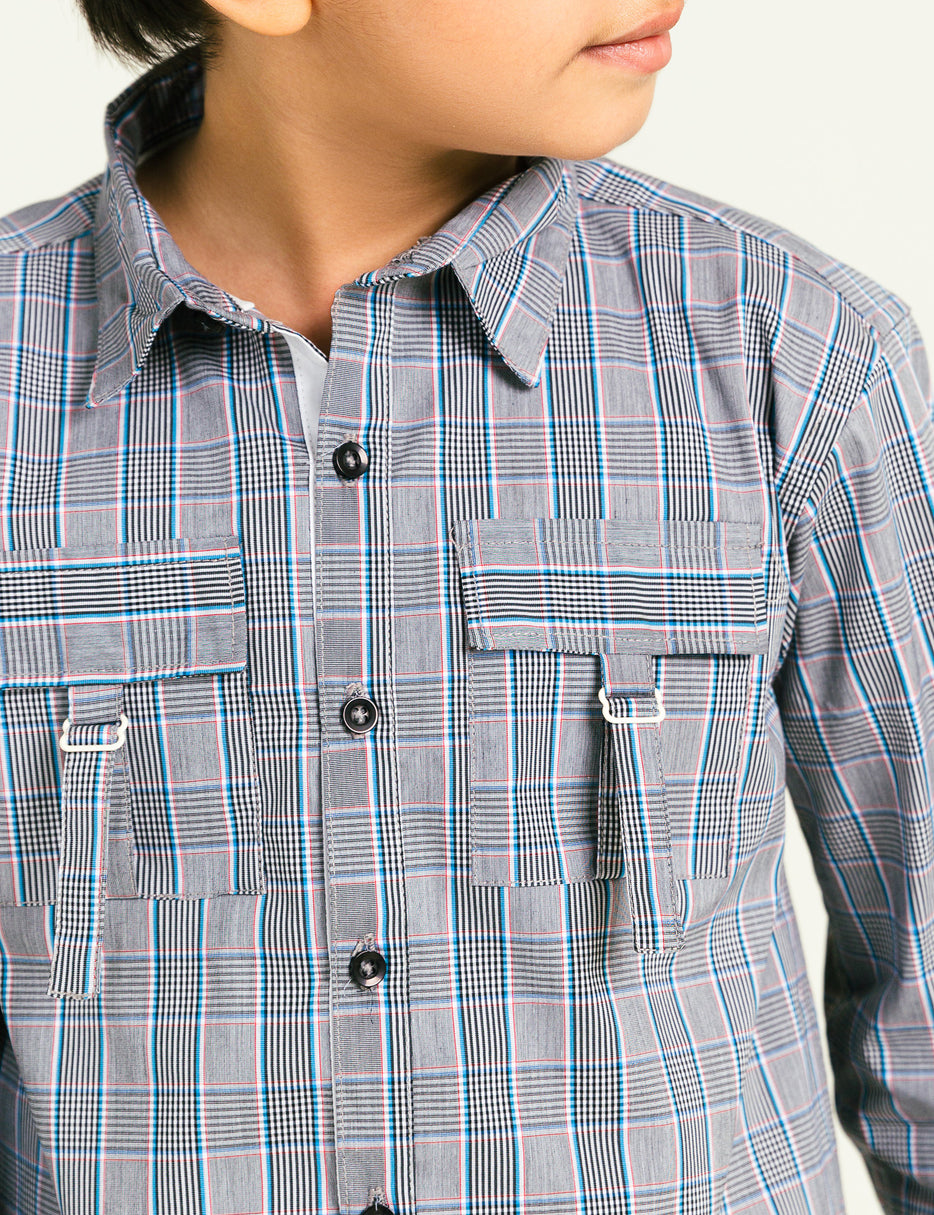 STYLISED BUTTON DOWN CHECK SHIRT