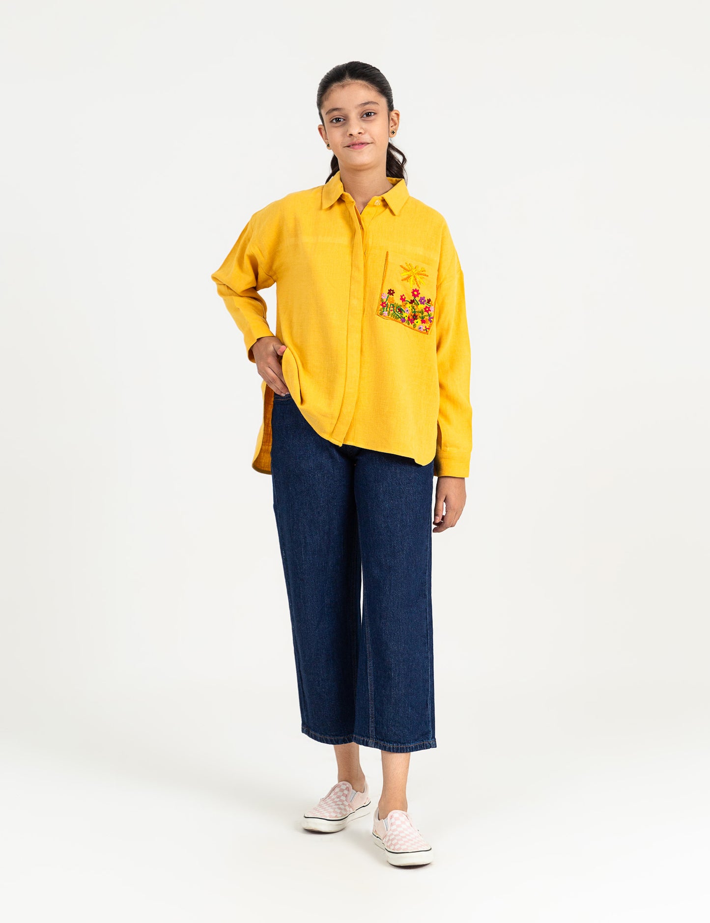 STYLISED BUTTON DOWN EMBROIDERED TOP