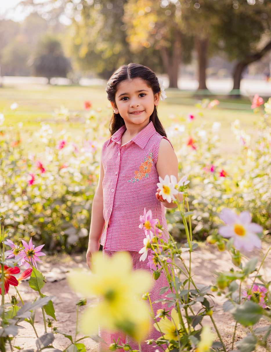 2 PIECE CHECKERED BUTTON DOWN SUIT