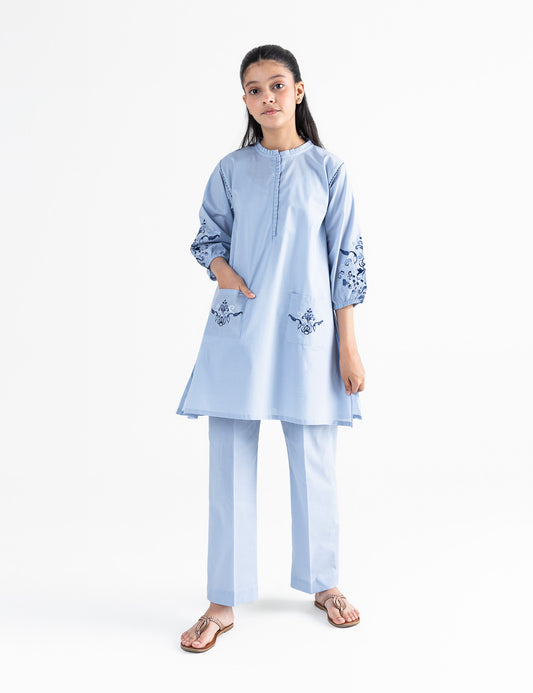 2 PIECE POCKETS EMBROIDERED SUIT