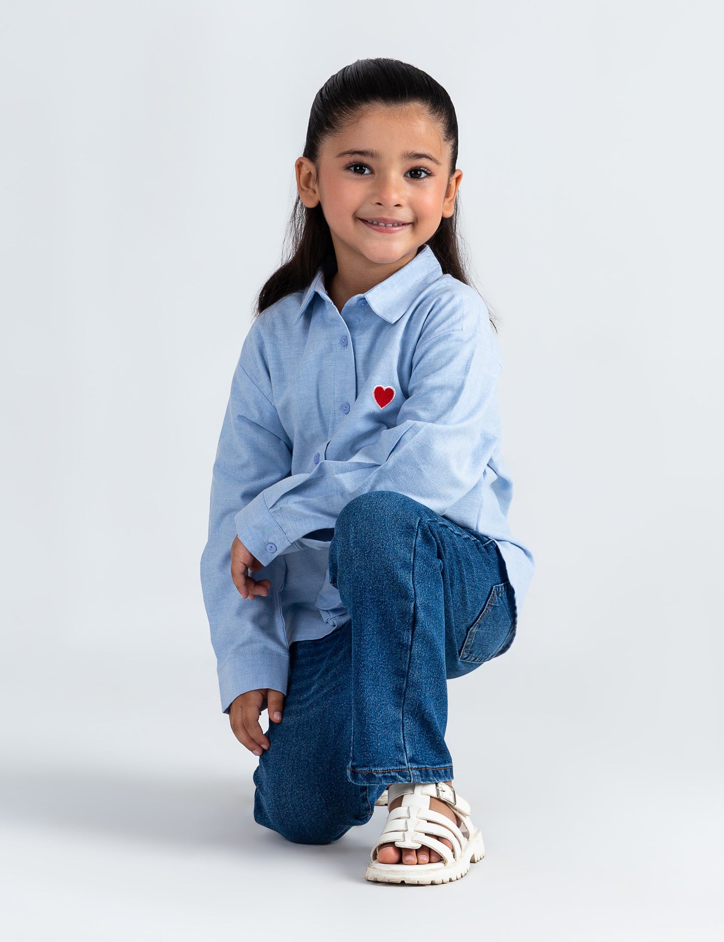 HEART PRINTED BUTTON DOWN TOP