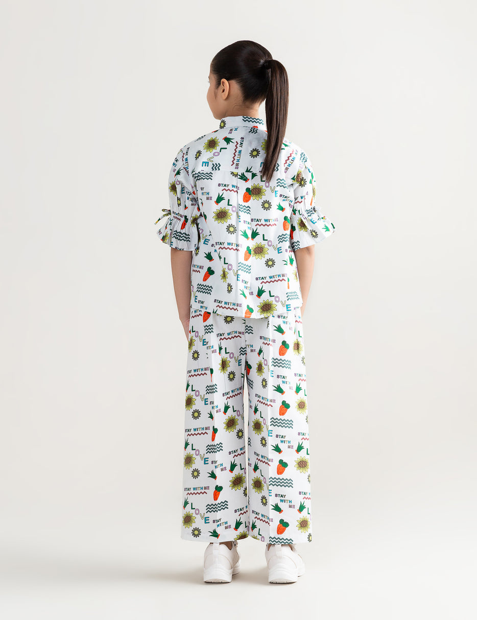 2 PIECE ALLOVER FLORAL & CARROT PRINTED SUIT