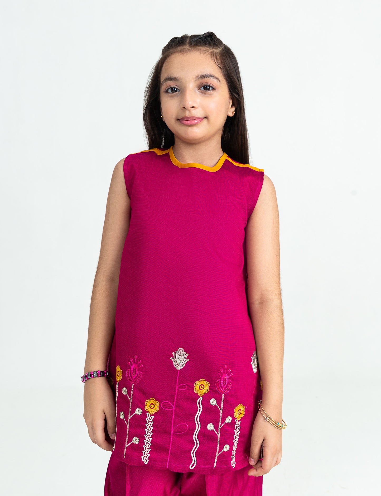 2 PIECE FLORAL EMBROIDERED HEM SUIT