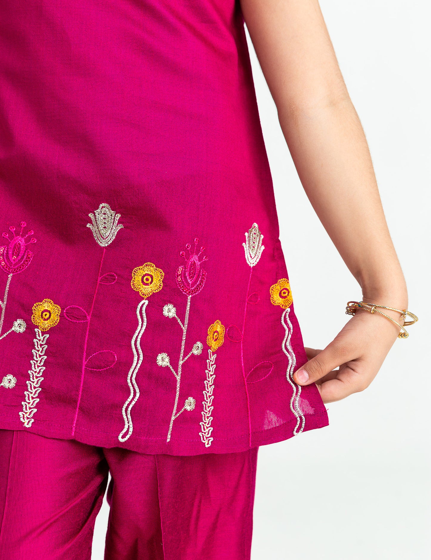 2 PIECE FLORAL EMBROIDERED HEM SUIT