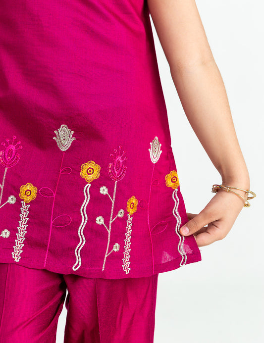 2 PIECE FLORAL EMBROIDERED HEM SUIT