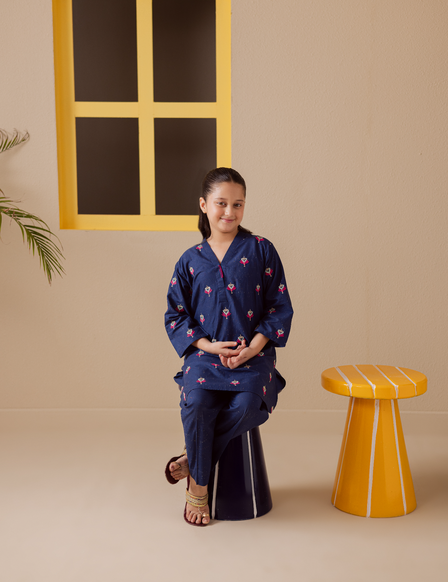 2 PIECE FLORAL EMBROIDERED SUIT