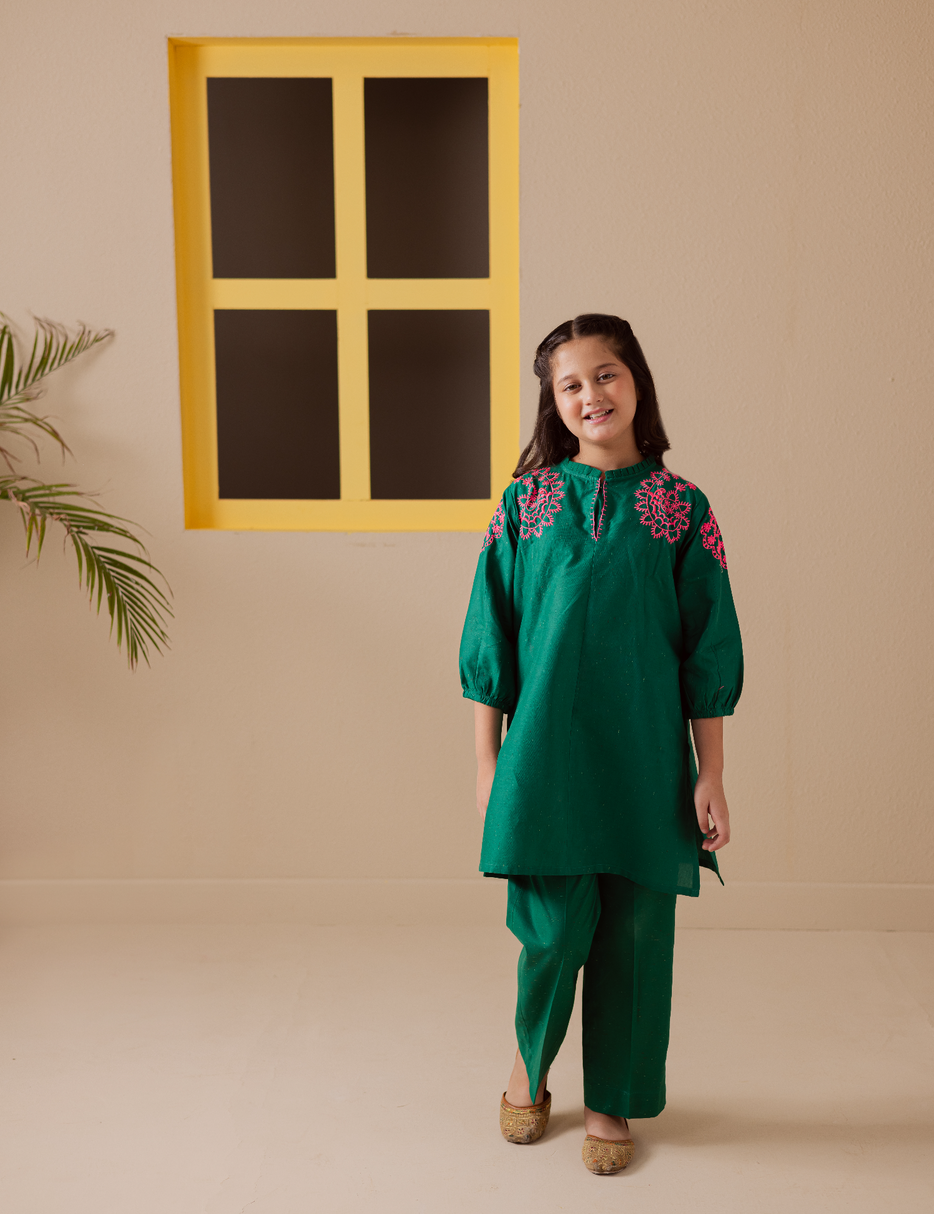 2 PIECE NEON EMBROIDERED SUIT