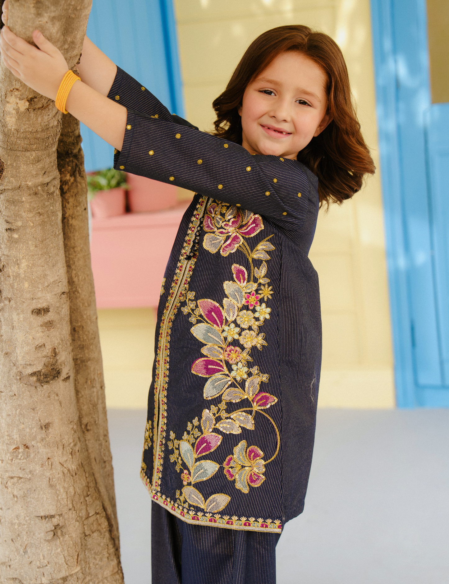 2 PIECE FLORAL EMBROIDERED SUIT