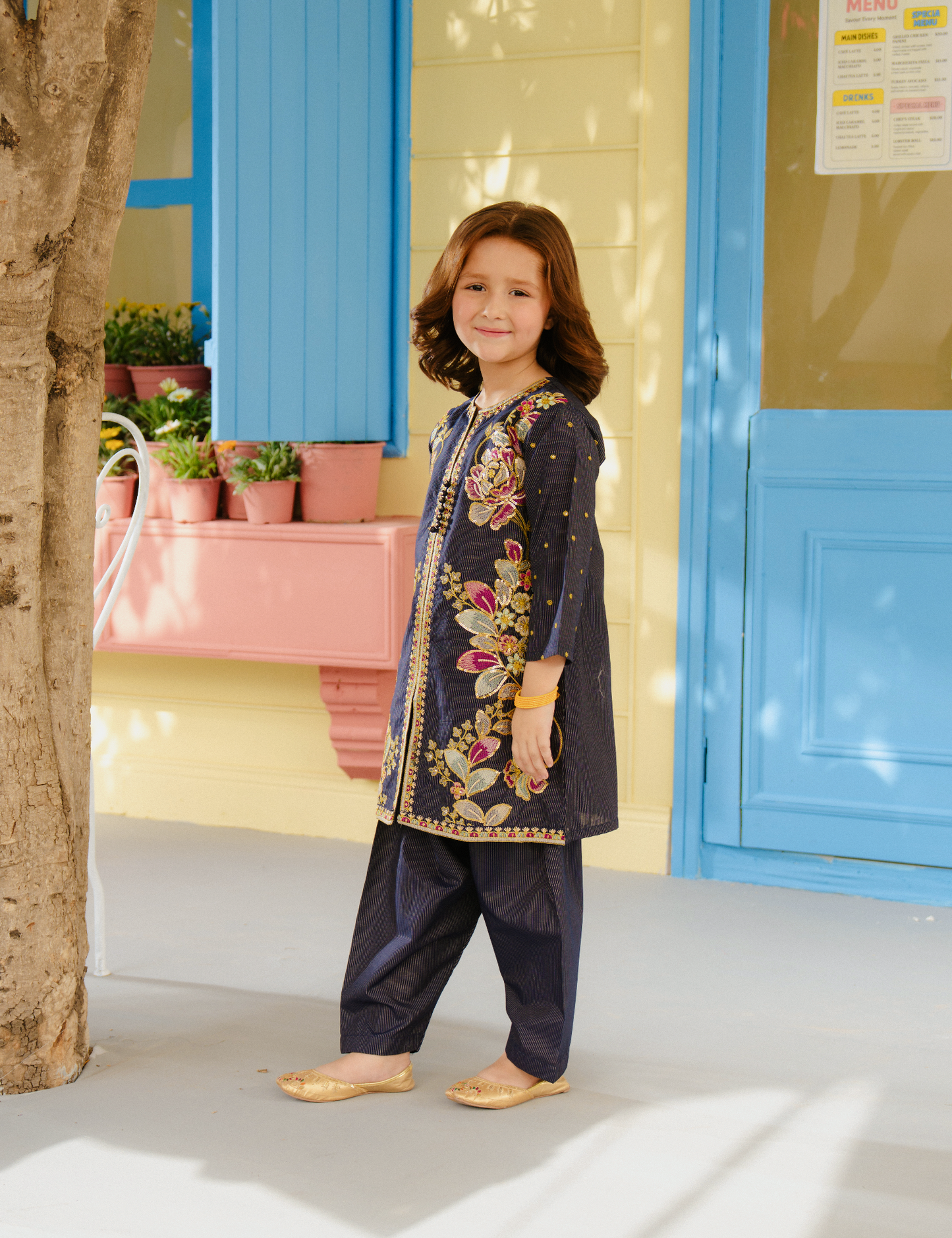 2 PIECE FLORAL EMBROIDERED SUIT