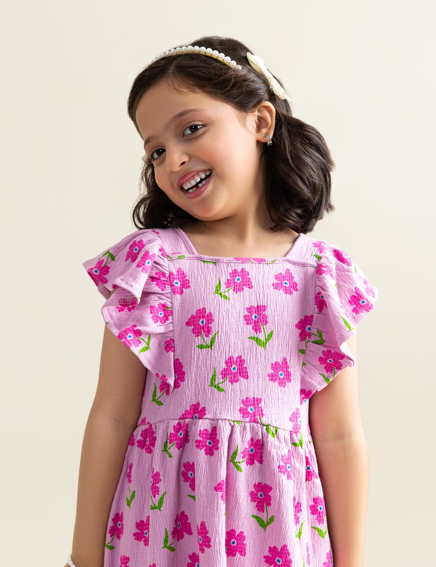 FLORAL PRINTED DRESS FOR LITTLE GIRLS