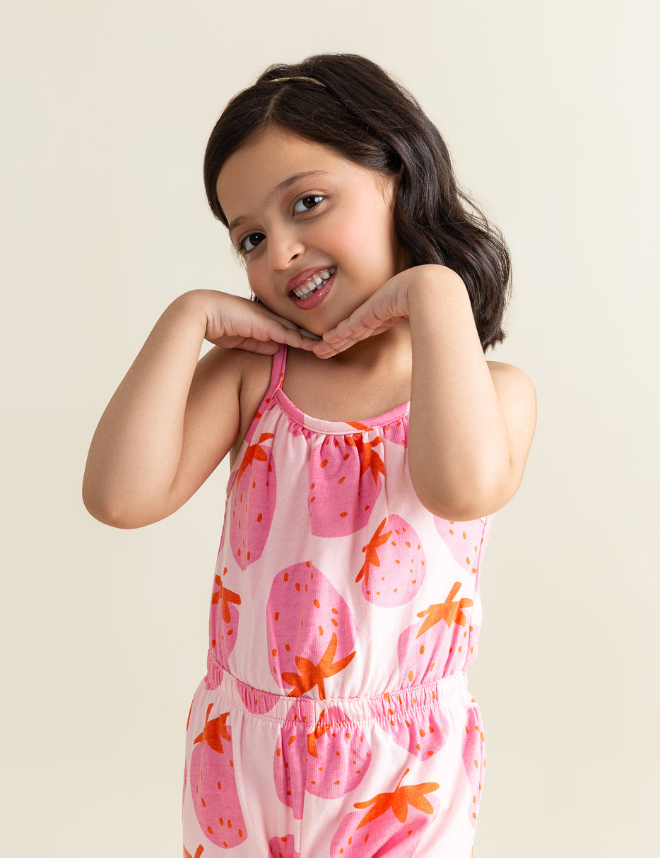 STRAWBERRY PRINTED JUMPSUIT