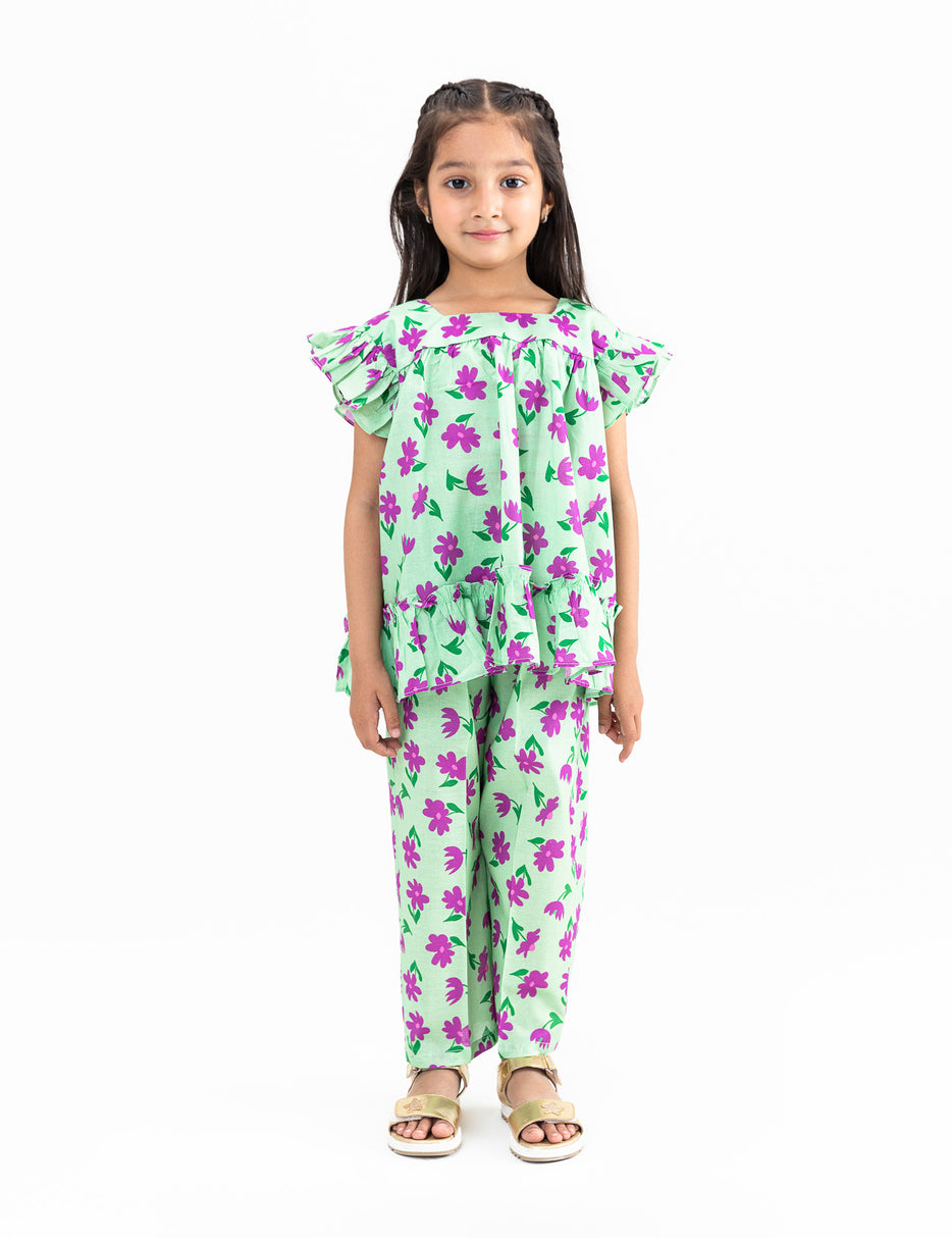 2 PIECE FLORAL PRINTED SUIT