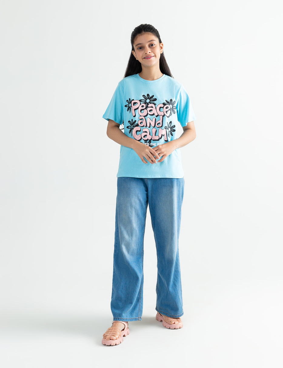 PEACE AND CALM PRINTED T-SHIRT