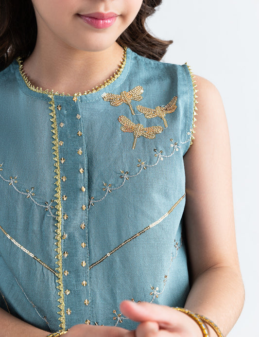 2 PIECE DRAGONFLY EMBROIDERED SUIT
