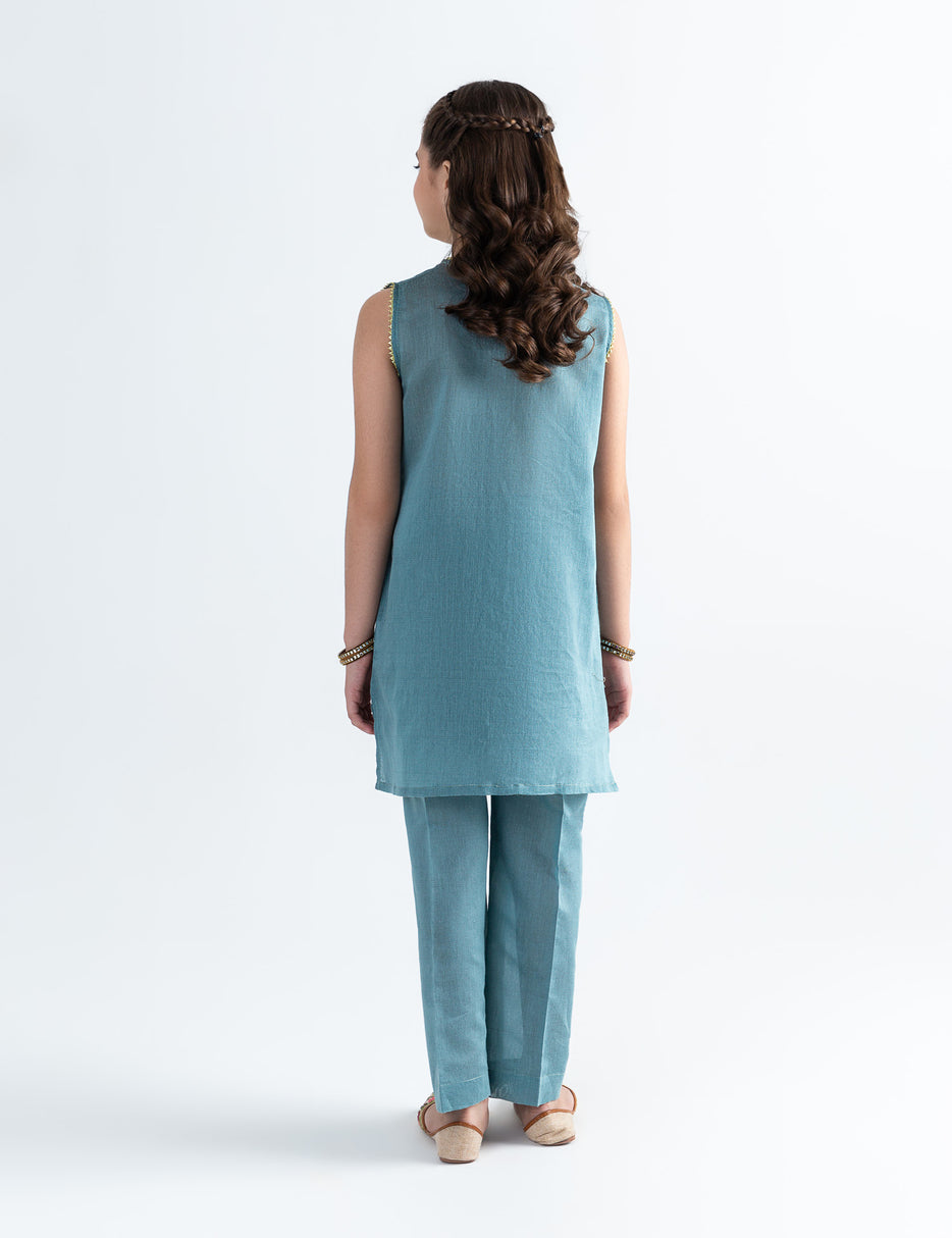 2 PIECE DRAGONFLY EMBROIDERED SUIT