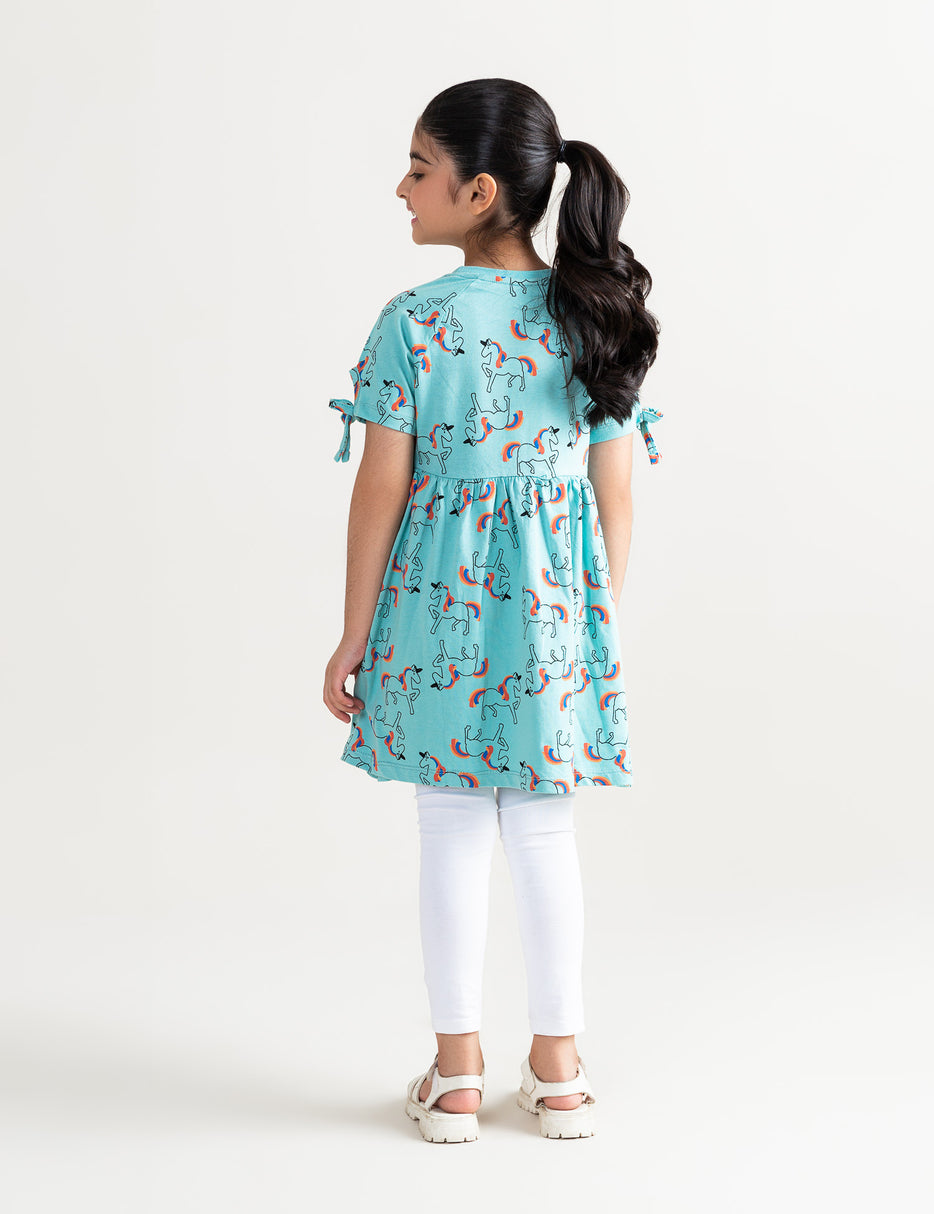 ALLOVER UNICORN PRINTED DRESS