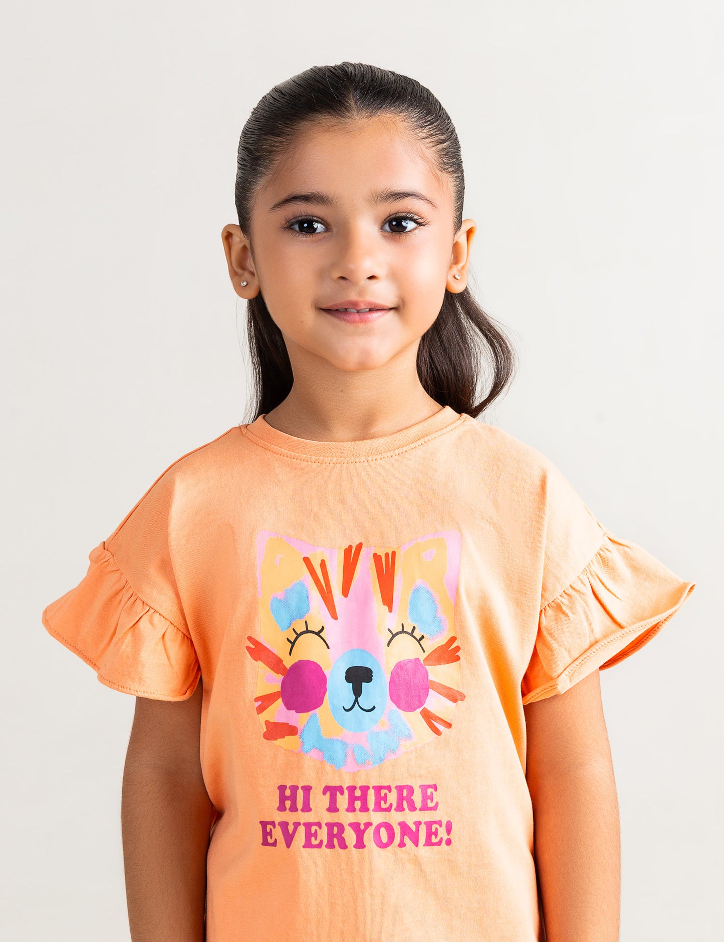 HI THERE EVERYONE CAT GRAPHIC T-SHIRT