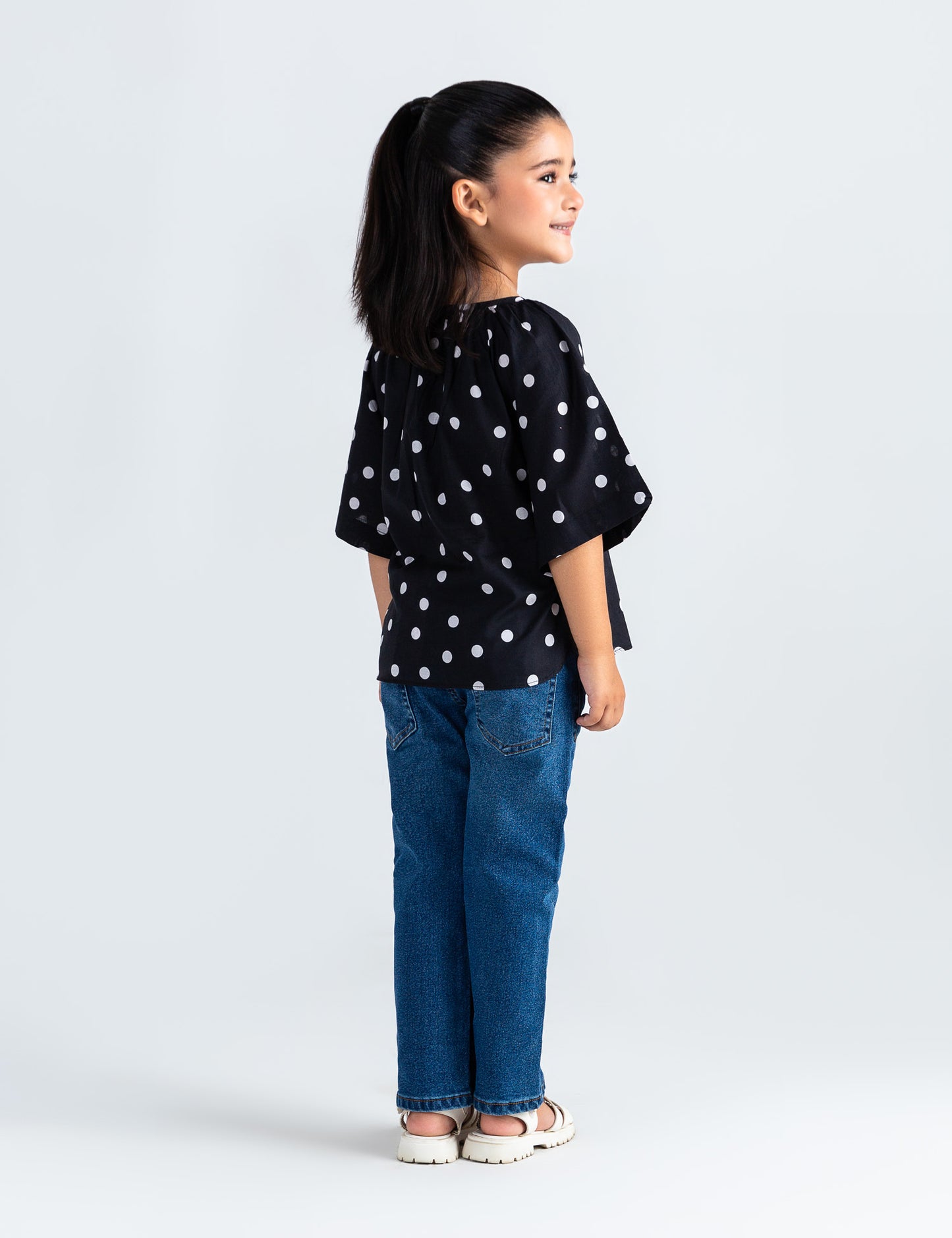 POLKA DOT PRINTED BUTTON DOWN TOP
