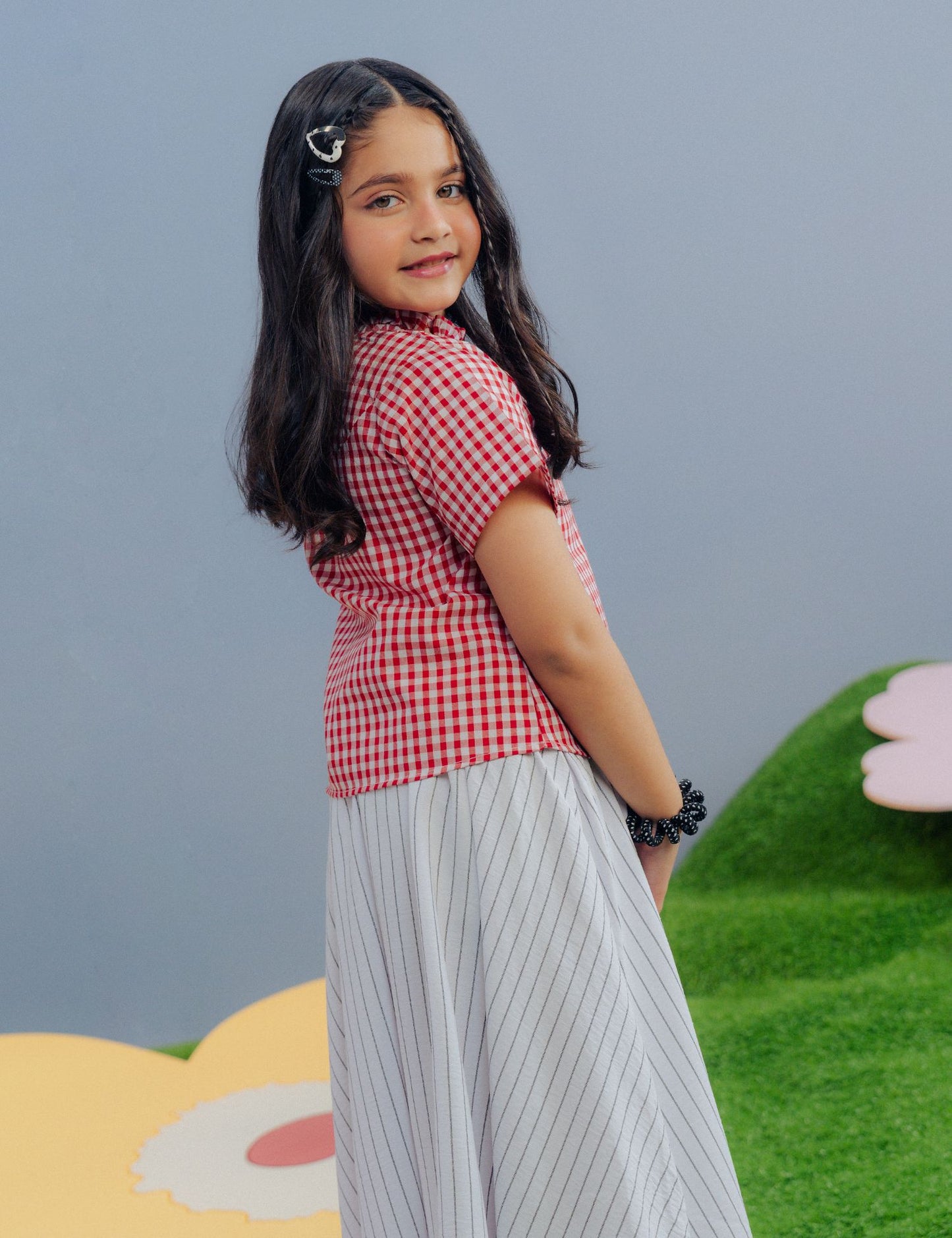 2 PIECE CHECKERED EMBROIDERED SUIT