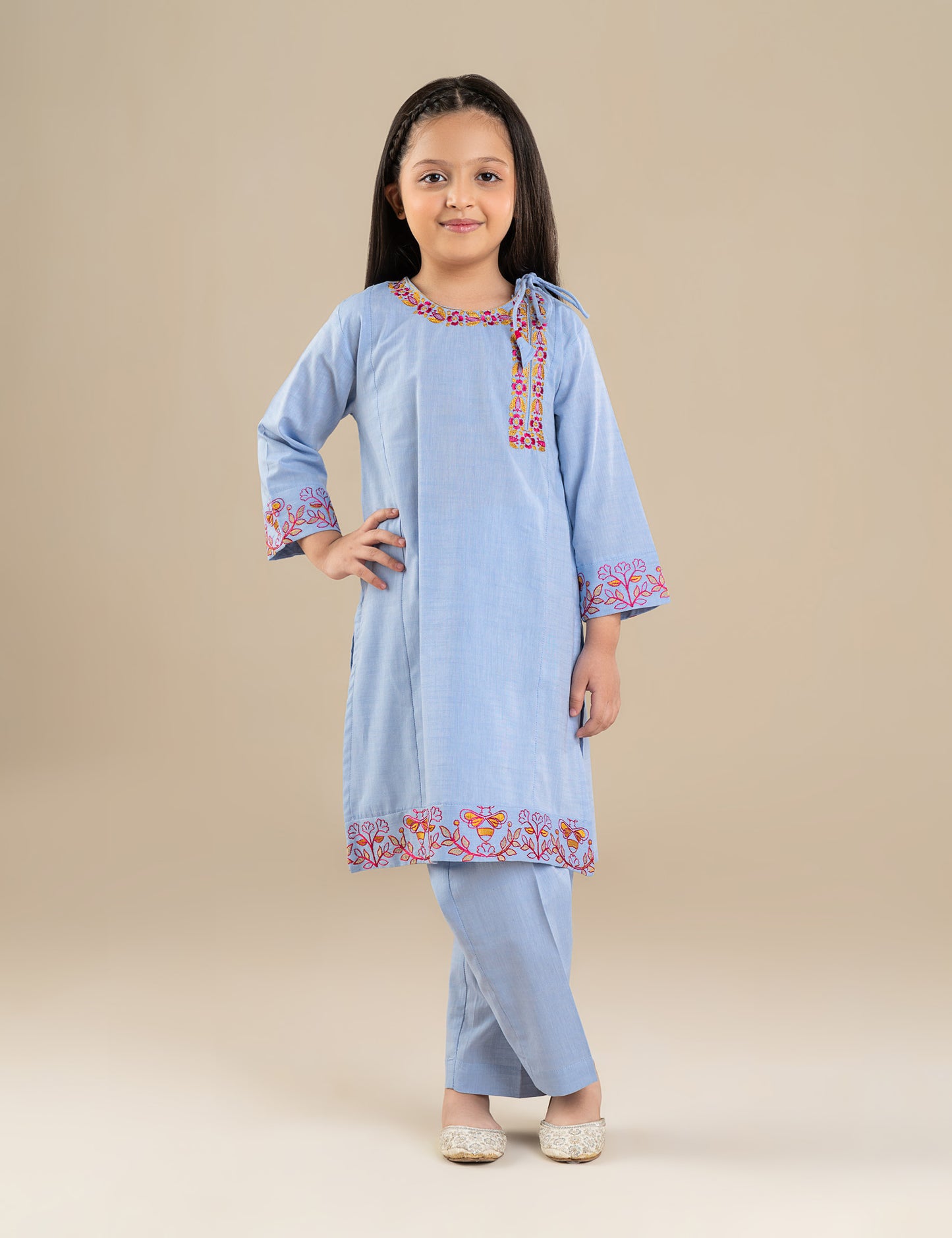 2 PIECE FLORAL EMBROIDERED SUIT