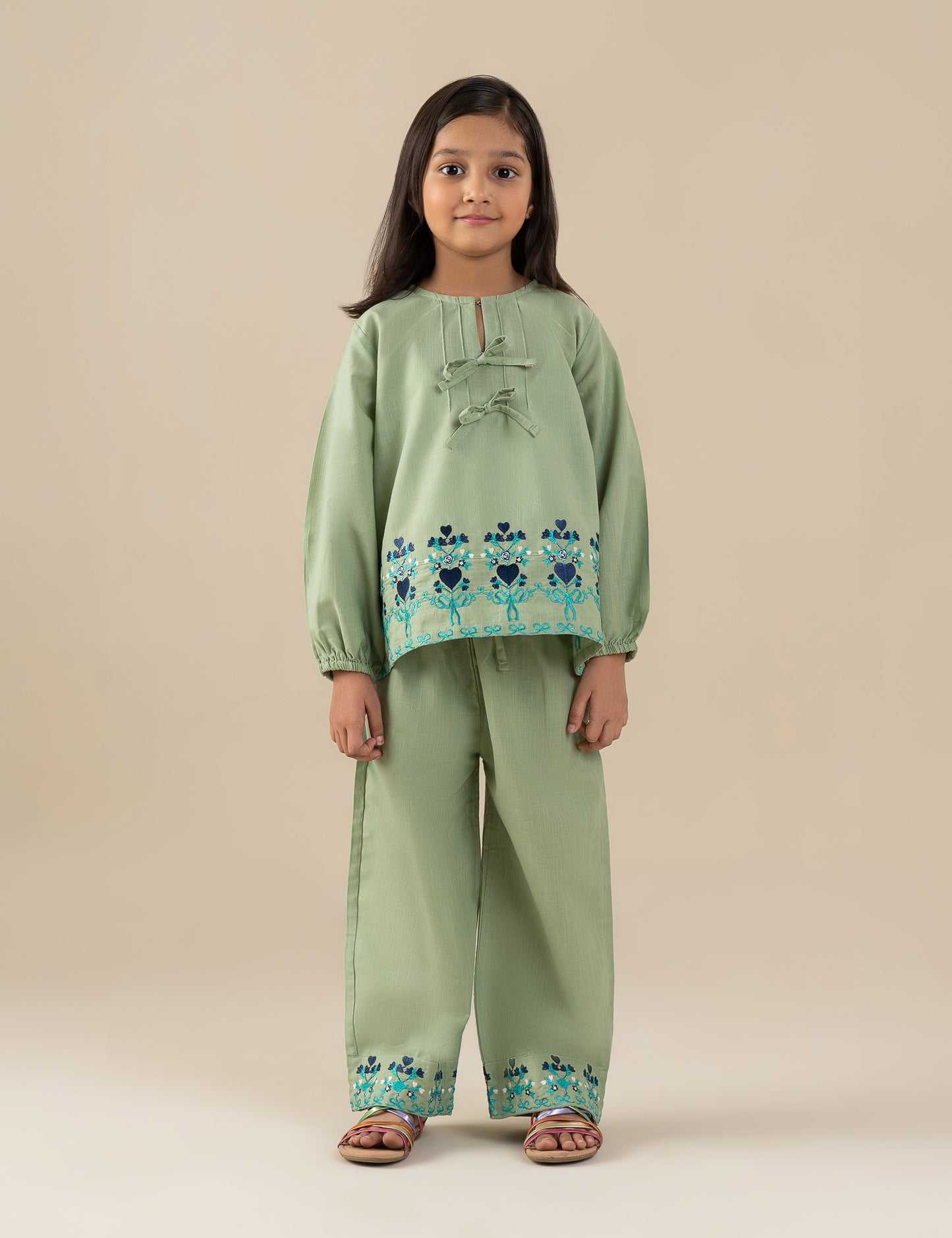 2 PIECE FLORAL EMBROIDERED SUIT