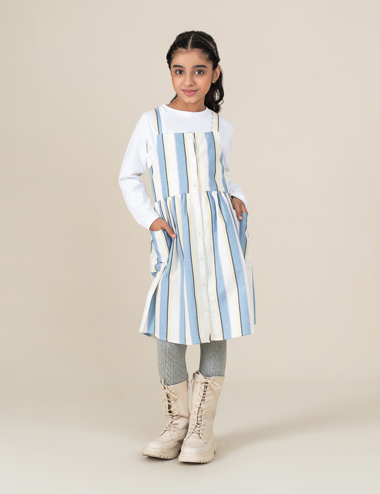 STRIPED BUTTON FRONT DRESS