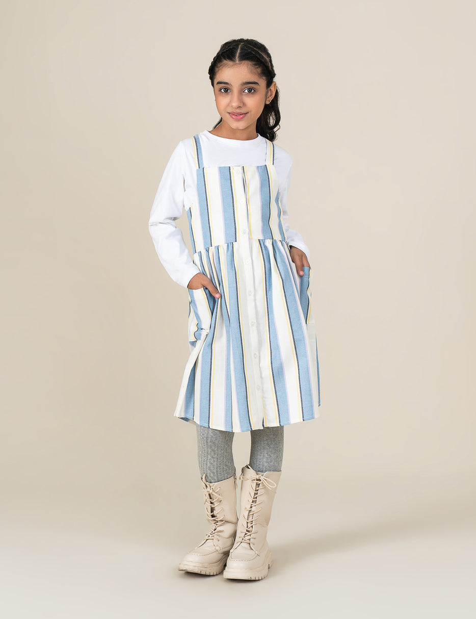 STRIPED BUTTON FRONT DRESS