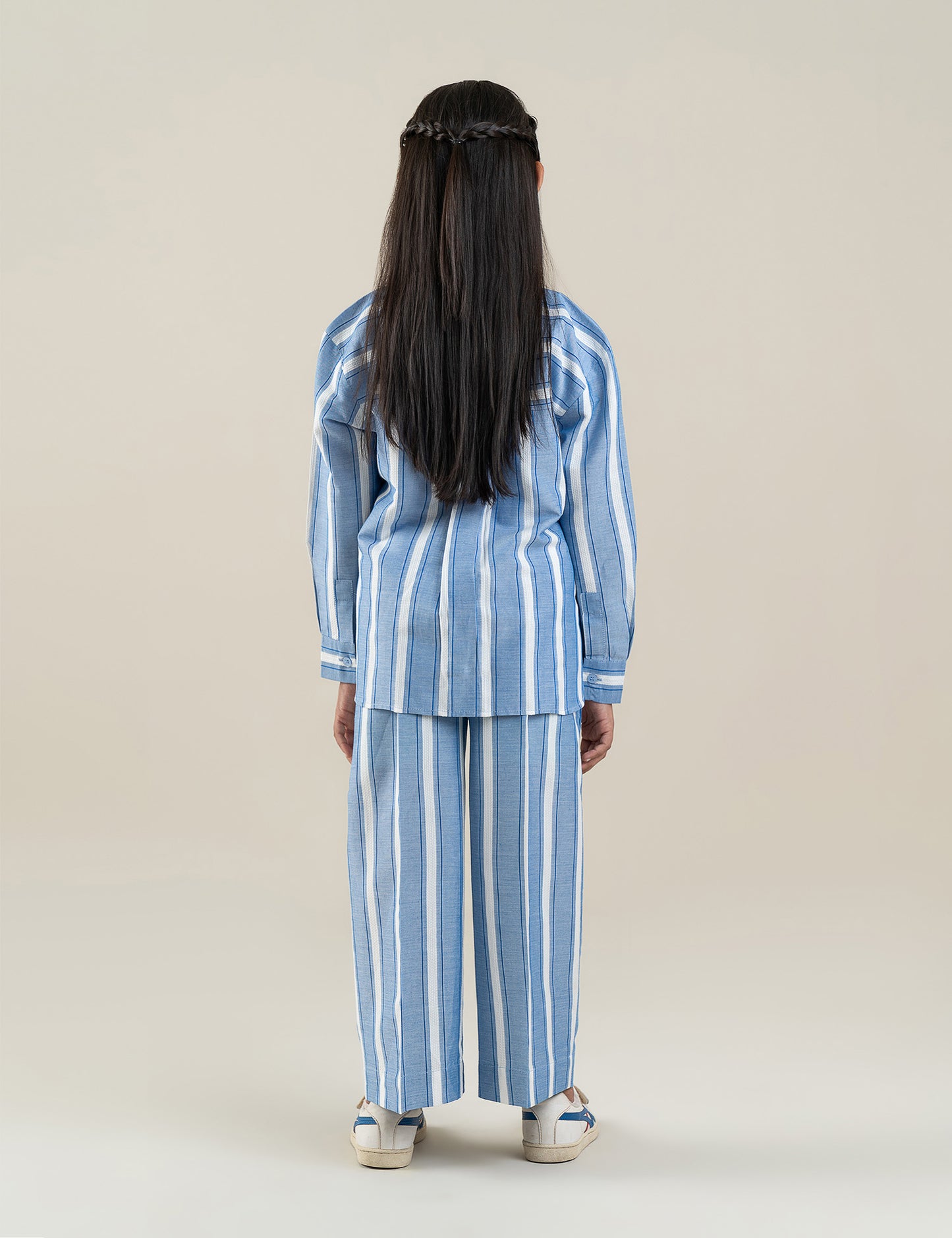 2 PIECE STRIPED EMBROIDERED SUIT