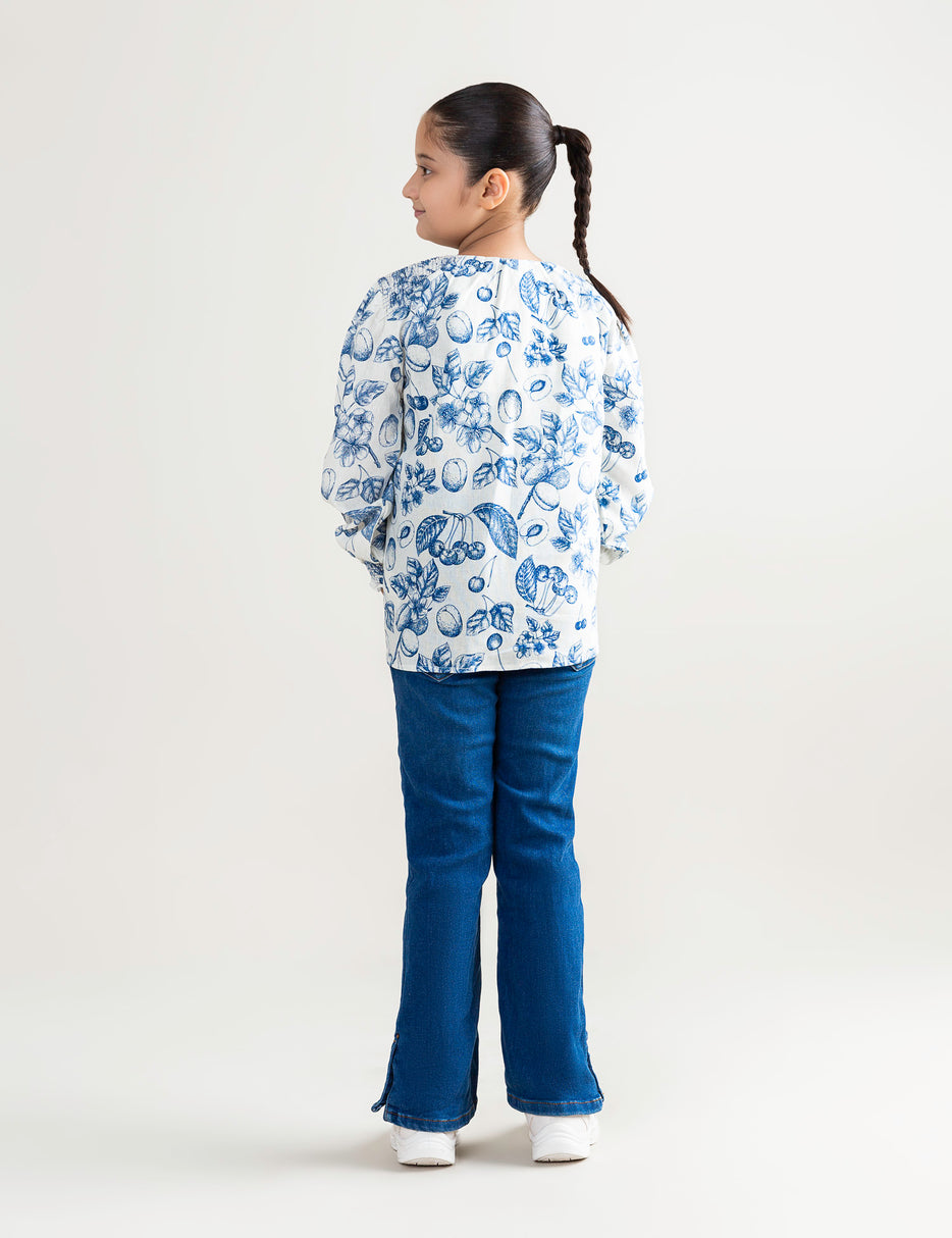 FLORAL PRINTED SMOCKED TOP