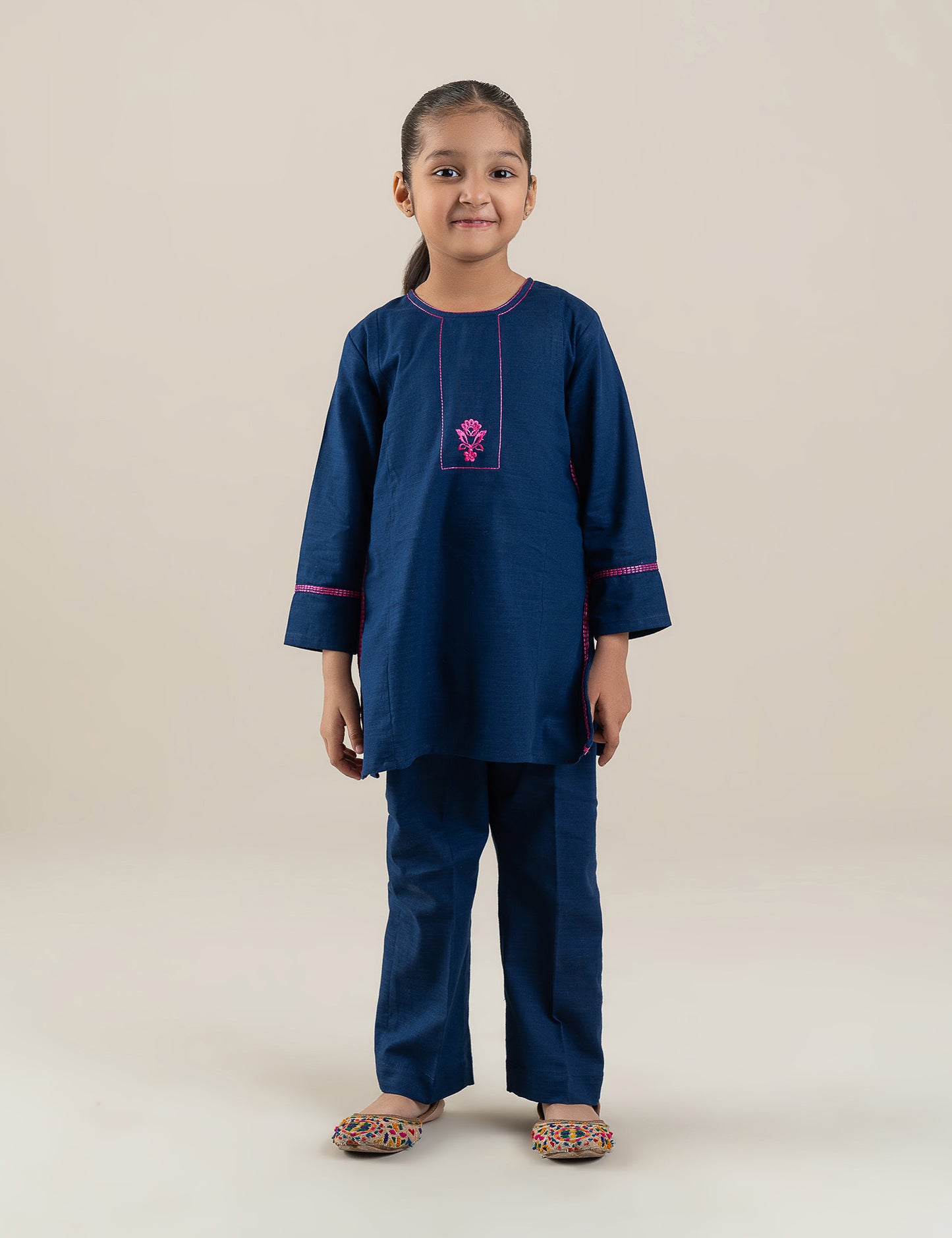 2 PIECE CONTRAST EMBROIDERED SUIT