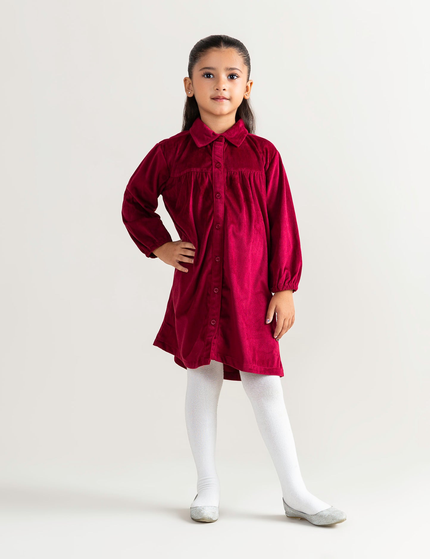 BUTTON DOWN VELVET DRESS
