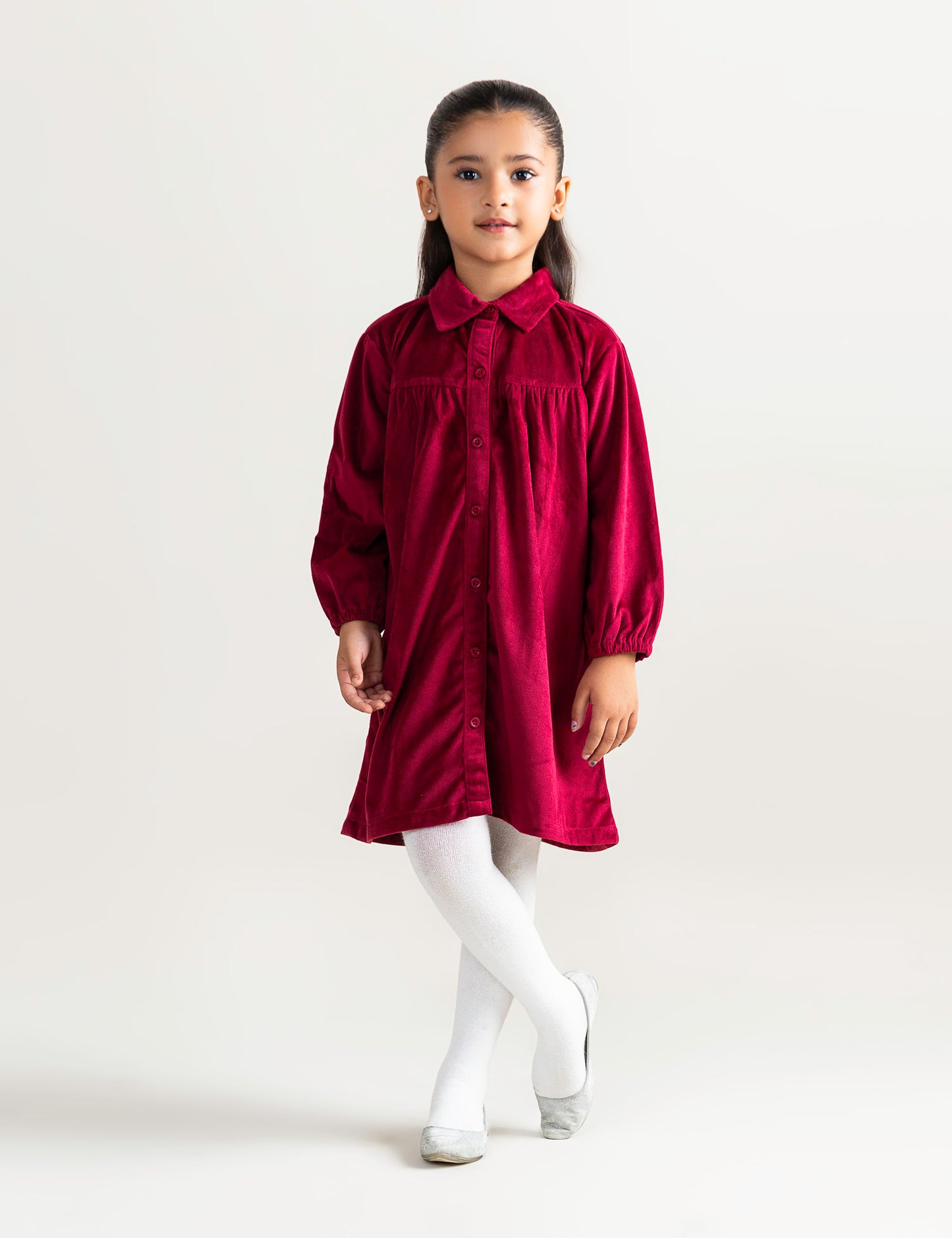 BUTTON DOWN VELVET DRESS