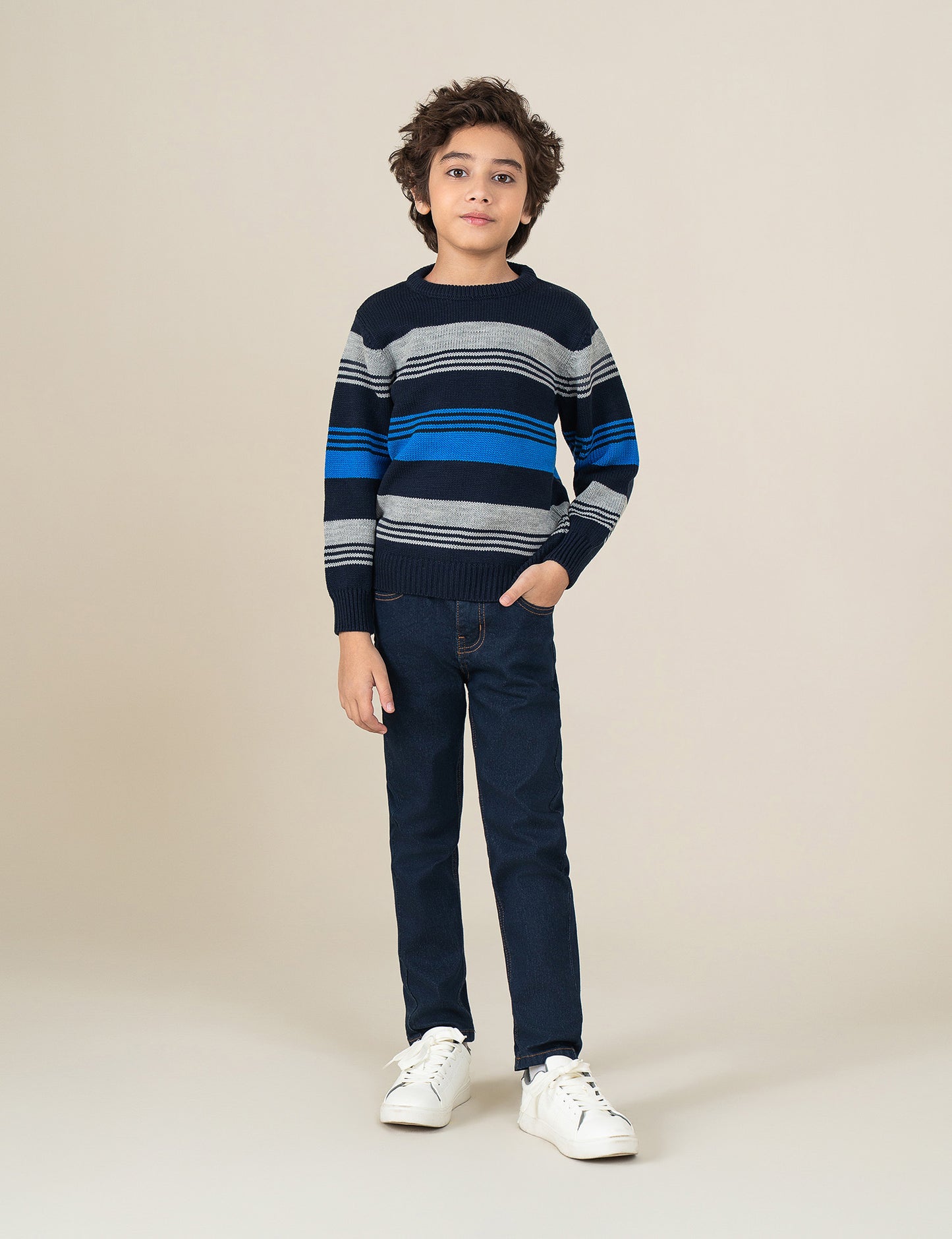 STRIPED HIGH NECK SWEATER