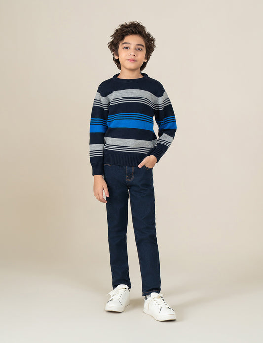 STRIPED HIGH NECK SWEATER