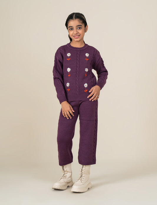 FLORAL EMBROIDERED KNITTED SWEATER