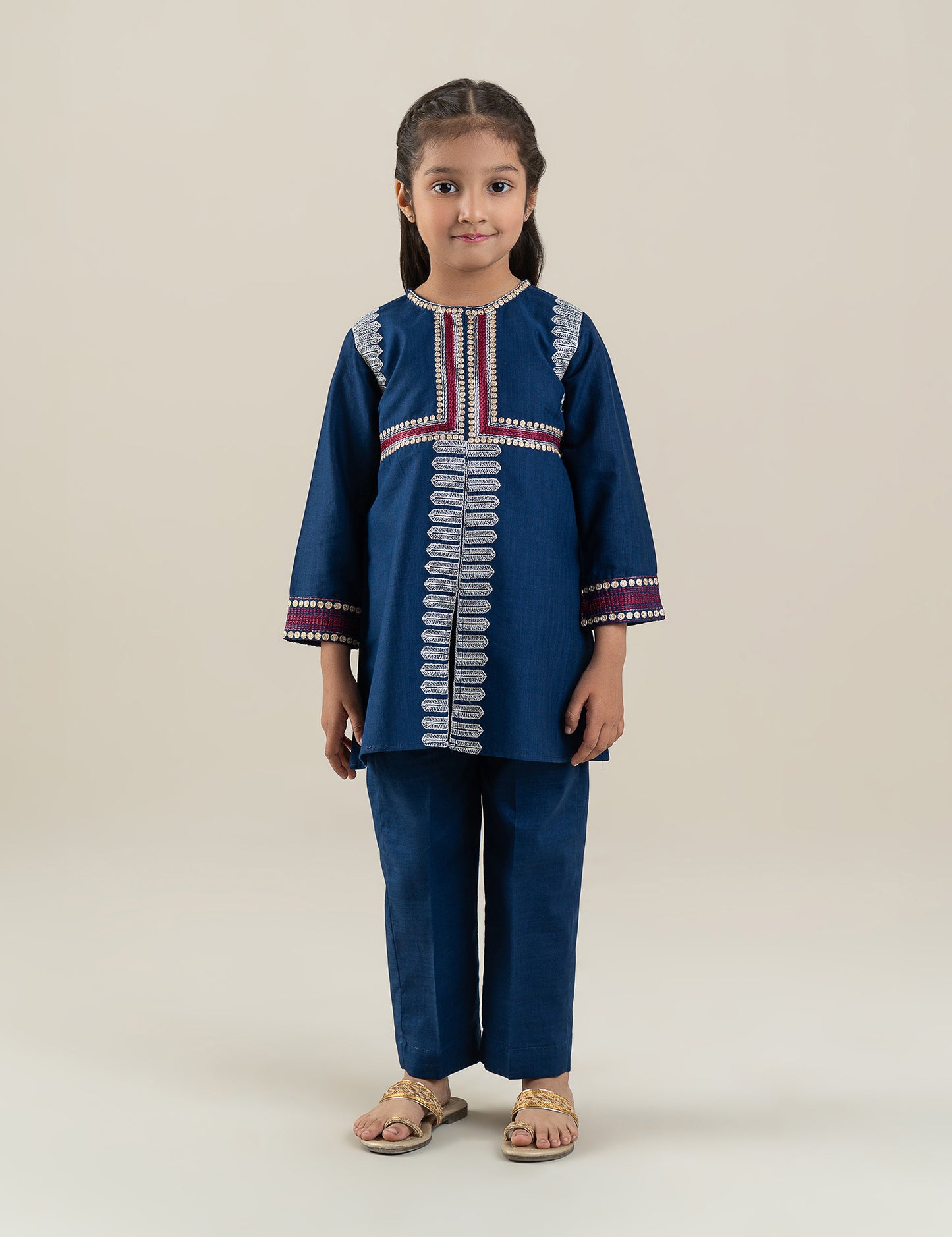 2 PIECE CONTRAST EMBROIDERED SUIT