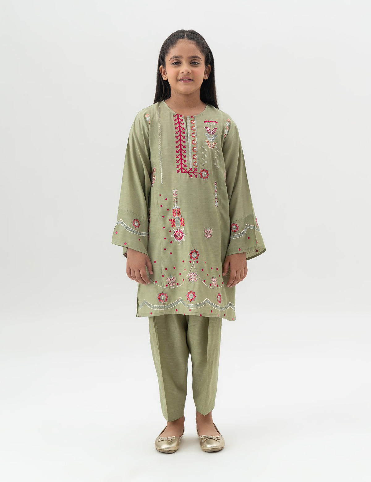 2 PIECE FLORAL EMBROIDERED SUIT