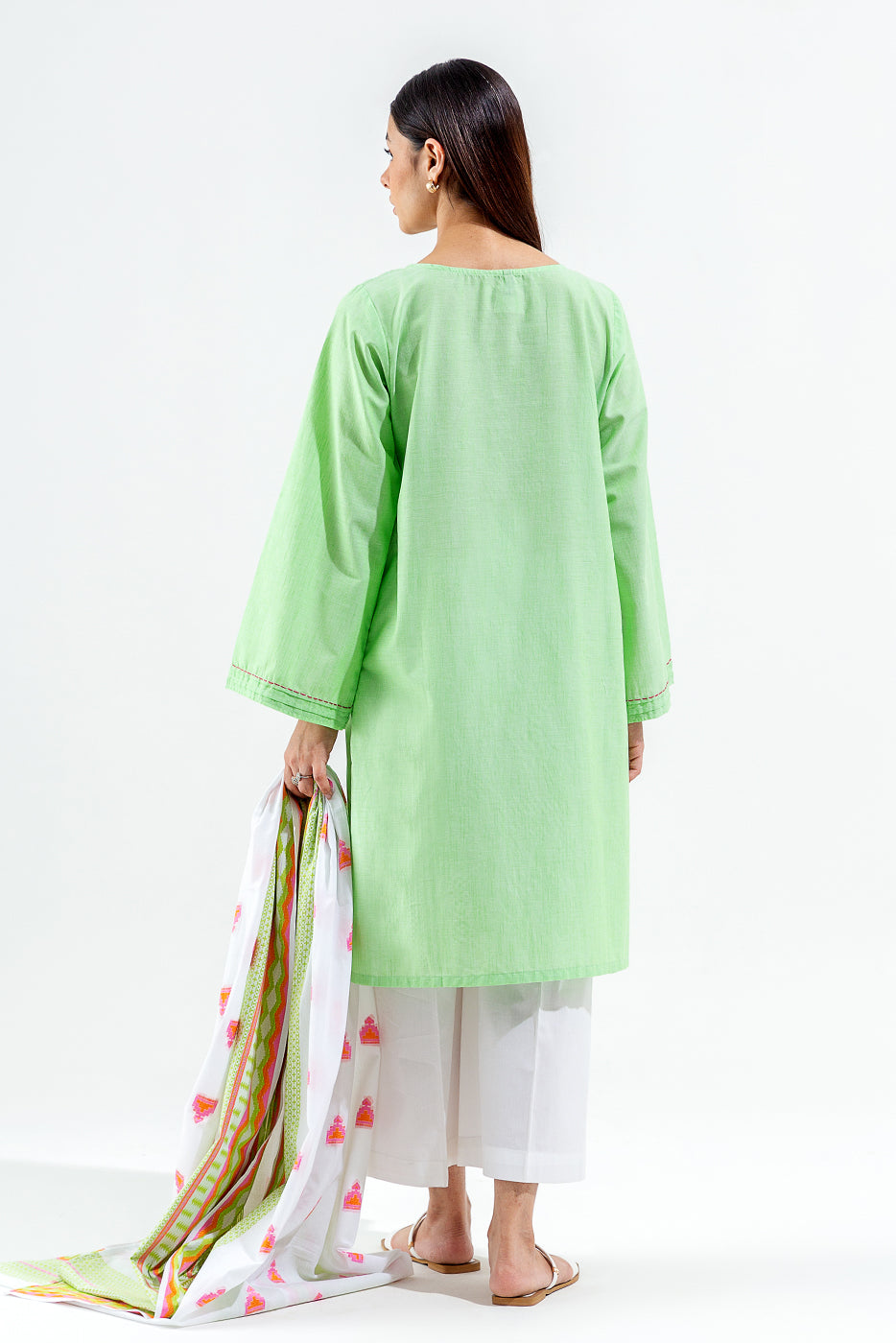 2 PIECE EMBROIDERED CHAMBRAY SUIT (PRET)