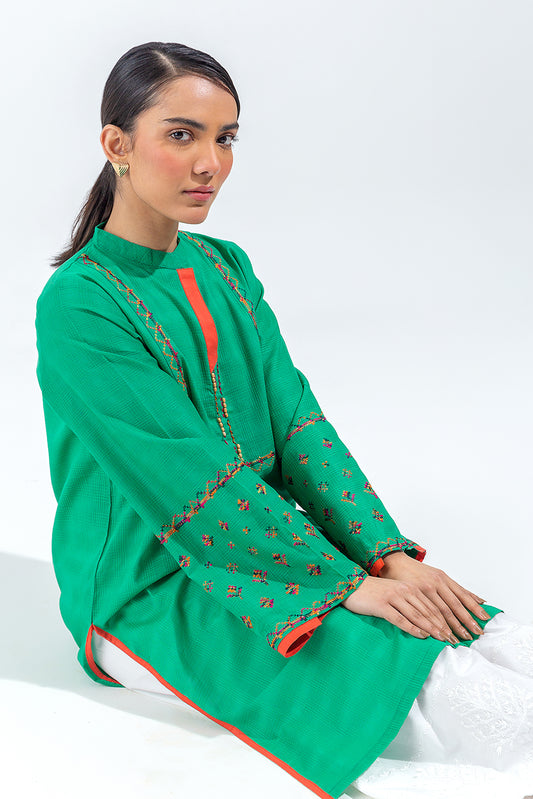 EMBROIDERED DYED COTTON SHIRT (PRET)