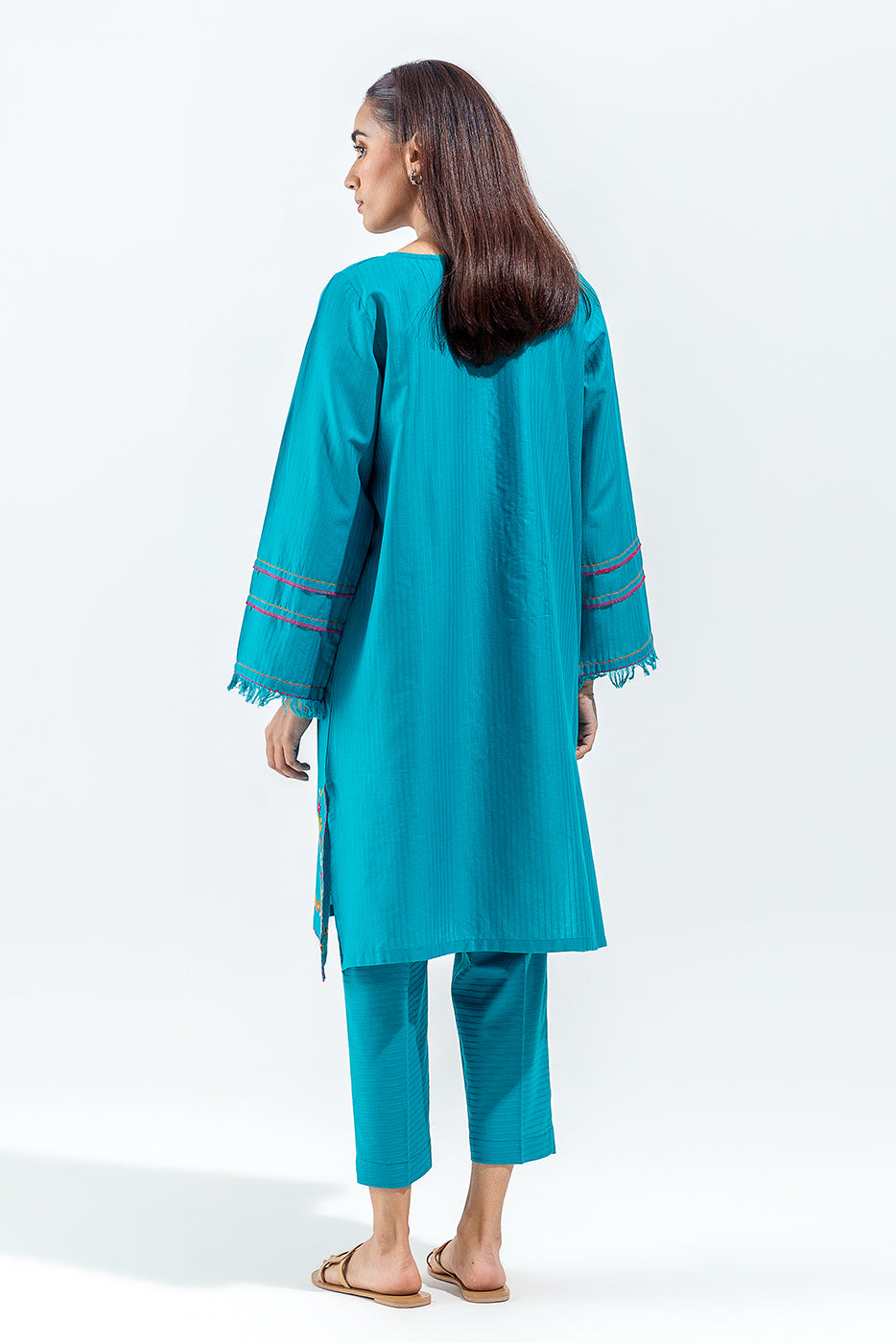 2 PIECE EMBROIDERED SELF JACQUARD SUIT (PRET)