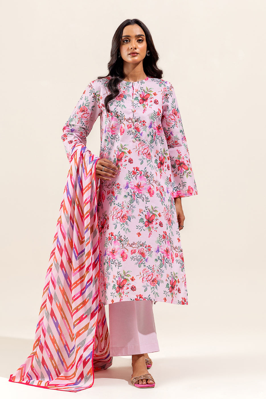 3 PIECE PRINTED SUIT-BLUSH ORCHARD (UNSTITCHED)