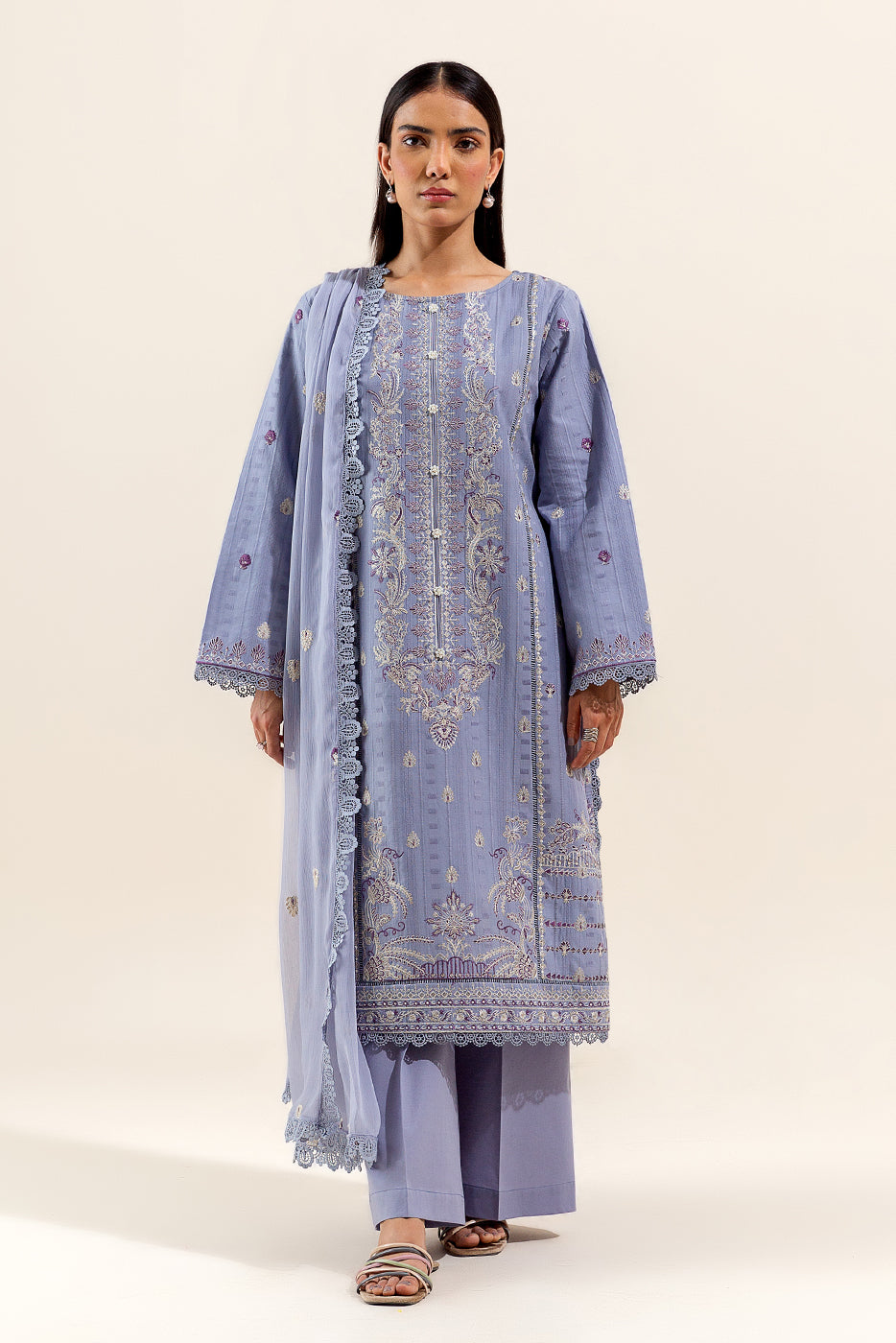 3 PIECE EMBROIDERED LAWN SUIT-STERLING PEARL (UNSTITCHED)